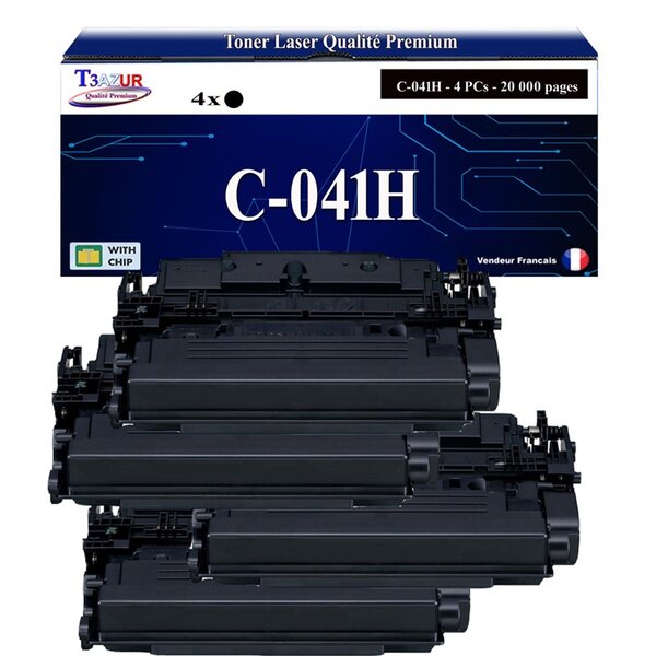 T3AZUR - 4x Toners compatibles avec Canon 041H (0453C002) pour Canon LBP-312x  MF-522X  MF-525X Noir - 20 000p