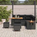 vidaXL Ensemble de canapé de jardin 8 Pièces Noir polyrotin