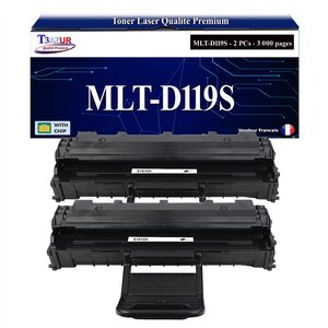 T3AZUR - 2x Toners compatibles avec Samsung MLTD119S D119S pour Samsung SCX-4321 SCX-4521F SCX-4521FR ML-1615 ML-1620 ML-1625 ML-2010L ML-2010P ML2015