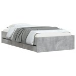 vidaXL Cadre de lit avec tiroirs sans matelas gris béton 75x190 cm
