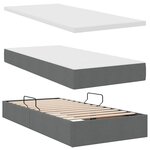 vidaXL Lit de rangement LED avec matelas Gris foncé 90 x 190 cm Tissu