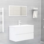 vidaXL Armoire d'évier avec lavabo intégré Blanc brillant Aggloméré