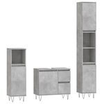 vidaXL Ensemble de meubles de salle de bain 3 Pièces gris béton