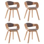 vidaXL Chaises à manger lot de 4 bois courbé et tissu taupe
