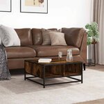 vidaXL Table basse chêne fumé 60 5x60 5x30 cm bois d'ingénierie/métal