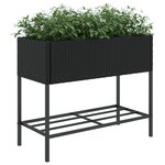 vidaXL Jardinière avec étagère noir résine tressée