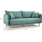HEXAGONE - DAREN Canapé Fixe 3 places - Tissu Bleu - 207 x 90 x 88 cm