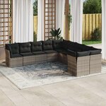 vidaXL Salon de jardin avec coussins 10 Pièces gris clair résine tressée