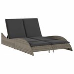 vidaXL Chaise longue avec coussins gris 114x205x73 cm résine tressée