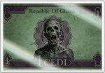 Monnaie ZOMBIES 1/1000 Oz Feuille Argent 1 Cedi Ghana 2026 (PRÉCOMMANDE)