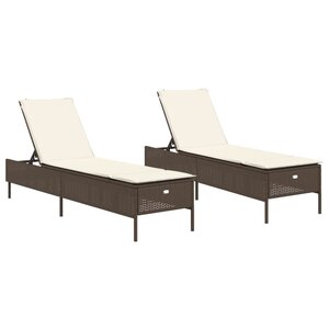 vidaXL Chaises longues avec coussins lot de 2 marron résine tressée