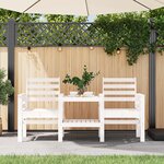 vidaXL Banc de jardin avec table 2 places blanc bois massif de pin