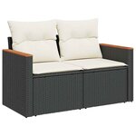 vidaXL Salon de jardin 6 Pièces avec coussins noir résine tressée acacia