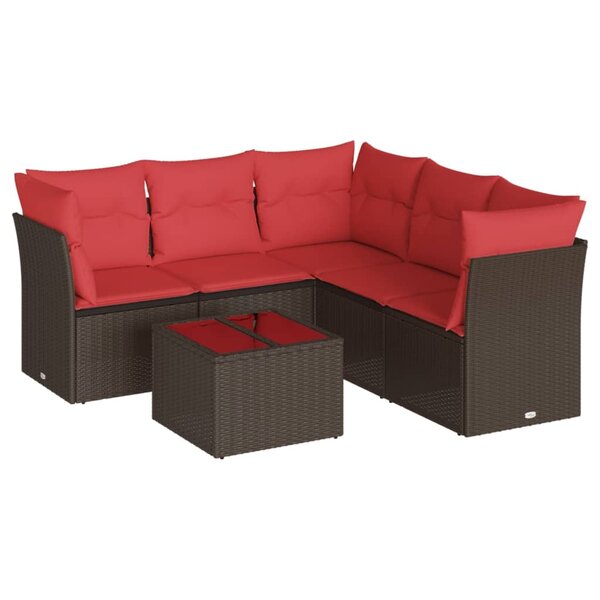 vidaXL Salon de jardin 6 Pièces avec coussins marron résine tressée