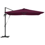 vidaXL Parasol déporté Roma avec LED en rouge bordeaux  286 x 285 x 270 cm en aluminium.