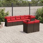 vidaXL Salon de jardin 8 Pièces avec coussins marron résine tressée
