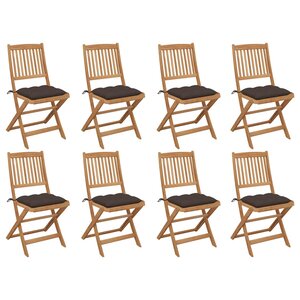 vidaXL Chaises pliables d'extérieur et coussins lot de 8 Bois d'acacia