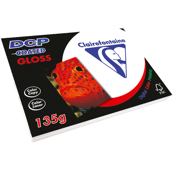 Ramette 250 Feuilles Papier DCP 135g SRA3 450x320 mm Couché Brillant Blanc CLAIREFONTAINE