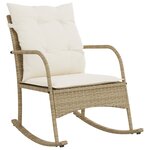 vidaXL Chaise à bascule de jardin avec coussins beige résine tressée