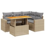 vidaXL Salon de jardin avec coussins 5 Pièces beige résine tressée