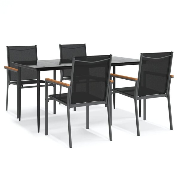 vidaXL Ensemble à manger de jardin 5 Pièces noir textilène et acier