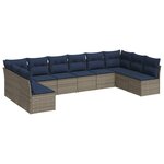vidaXL Salon de jardin 10 Pièces avec coussins gris résine tressée