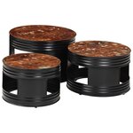 vidaXL Tables de bar forme tambour 3 Pièces bois massif de récupération