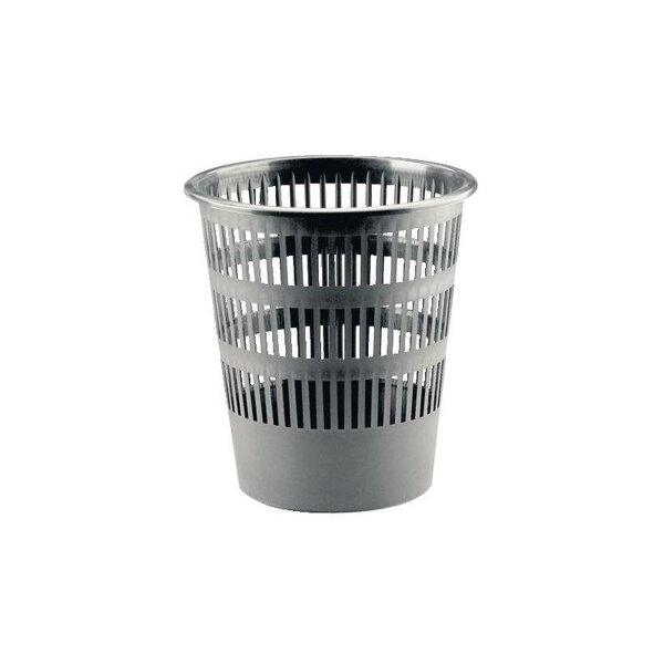 Corbeille à papier plastique ronde ajourée 16L gris