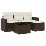 vidaXL Salon de jardin avec coussins 5 Pièces marron résine tressée