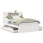 vidaXL Lit bibliothèque sans matelas blanc 140x190 cm bois pin massif