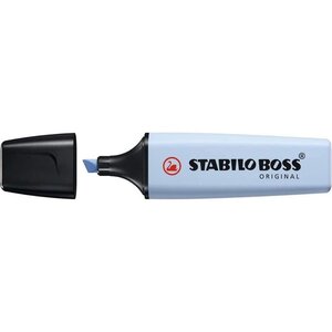Surligneur boss original pastel pointe biseautée 2 - 5 mm bleu pastel x 10 stabilo