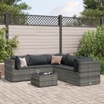 vidaXL Salon de jardin 6 Pièces avec coussins Gris Résine tressée