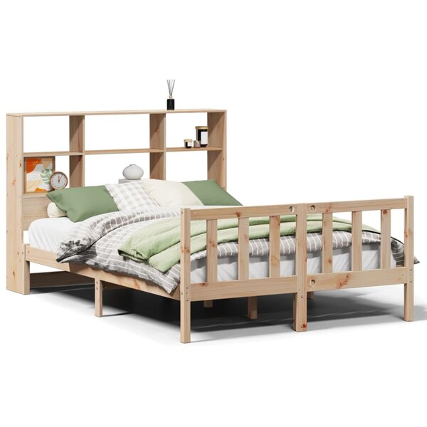vidaXL Lit bibliothèque sans matelas 140x200 cm bois massif de pin