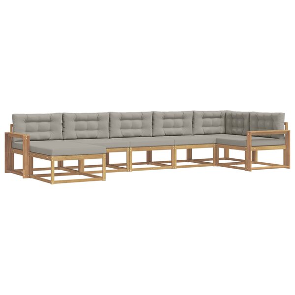 vidaXL Ensemble de canapés d'extérieur 7 Pièces Blanc et gris clair