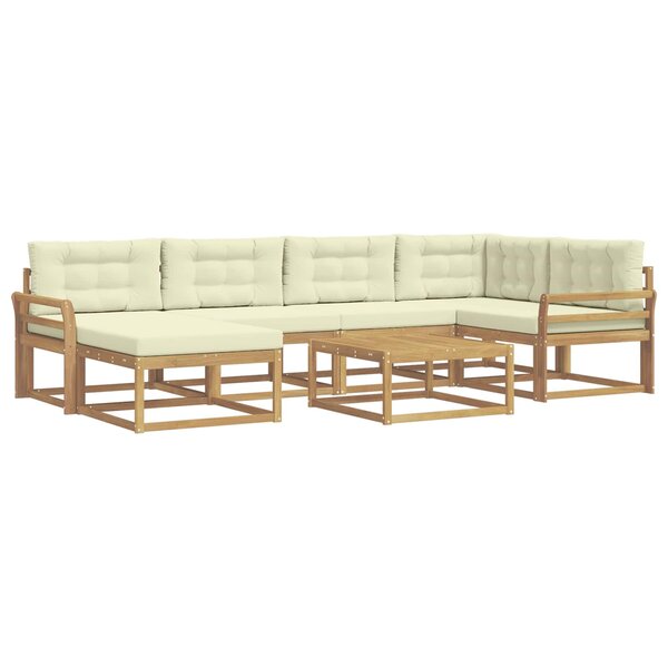 vidaXL Ensemble de canapés d'extérieur 7 Pièces Blanc et crème