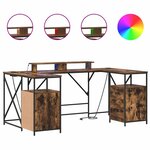 vidaXL Bureau Chêne fumé 182 x 101 x 87.5 cm Bois d'ingénierie