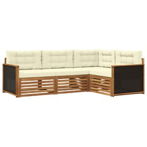 vidaXL Ensemble de canapés d'extérieur 4 pc Naturel et Crème Polyester