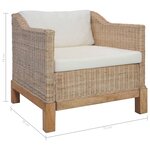 vidaXL Fauteuil avec coussins Rotin naturel