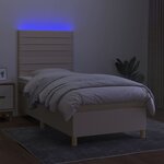 vidaXL Sommier à lattes de lit et matelas et LED Crème 90x190 cm Tissu