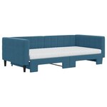 vidaXL Lit de jour avec lit gigogne et matelas bleu 100x200 cm velours