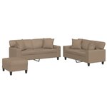vidaXL Ensemble de canapés 3 Pièces avec coussins cappuccino similicuir