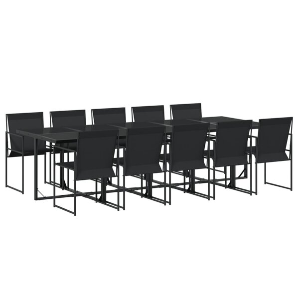 vidaXL Ensemble à manger de jardin 11 Pièces noir textilène