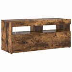 vidaXL Meuble TV avec lumières LED Chêne fumé 90x35x40 cm