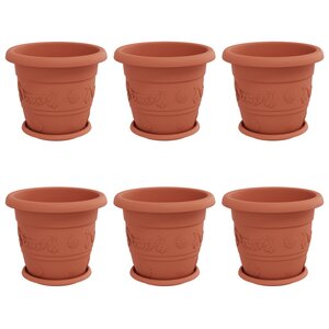 vidaXL Pots de plantes 6 Pièces Rouge brique Ø 26 x 21.5 cm Plastique