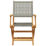 vidaXL Chaises de jardin pliantes lot de 4 gris poly rotin bois massif