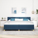 vidaXL Lit à ressorts avec matelas et LED bleu 200x200 cm tissu