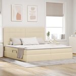 vidaXL Lit de rangement LED avec matelas Crème 200 x 200 cm Tissu