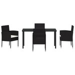 vidaXL Ensemble de salle à manger de jardin de 5 pièces avec coussins Noir Rattan Poly