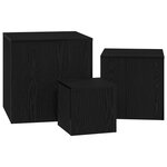 Ensemble de 3 tables d'appoint empilables en bois d'ingénierie noir
