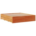 vidaXL Cadre de lit sans matelas avec tiroirs brun cire 180x200 cm pin